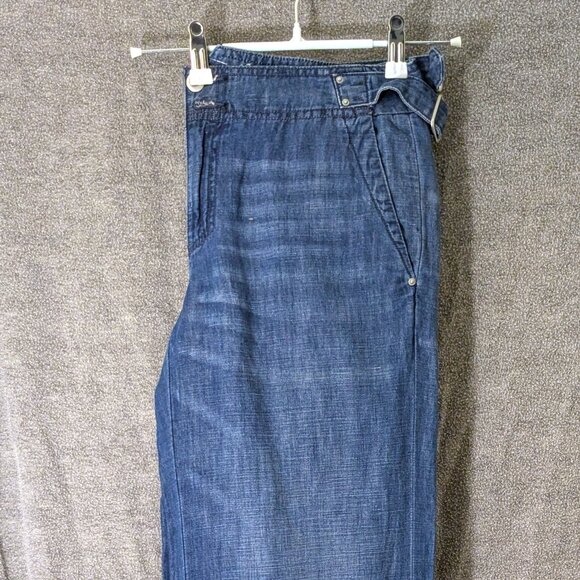New! Martin + Osa Wide Leg Buckel Detailing Linen Blend TALL Jeans 29L - Picture 4 of 7